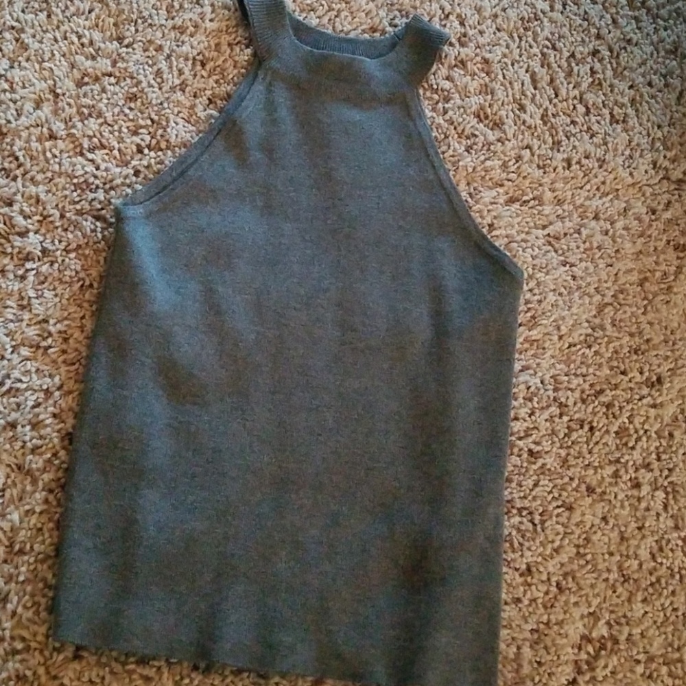 NWT Super cute Gray sweater tank w/ halter neck